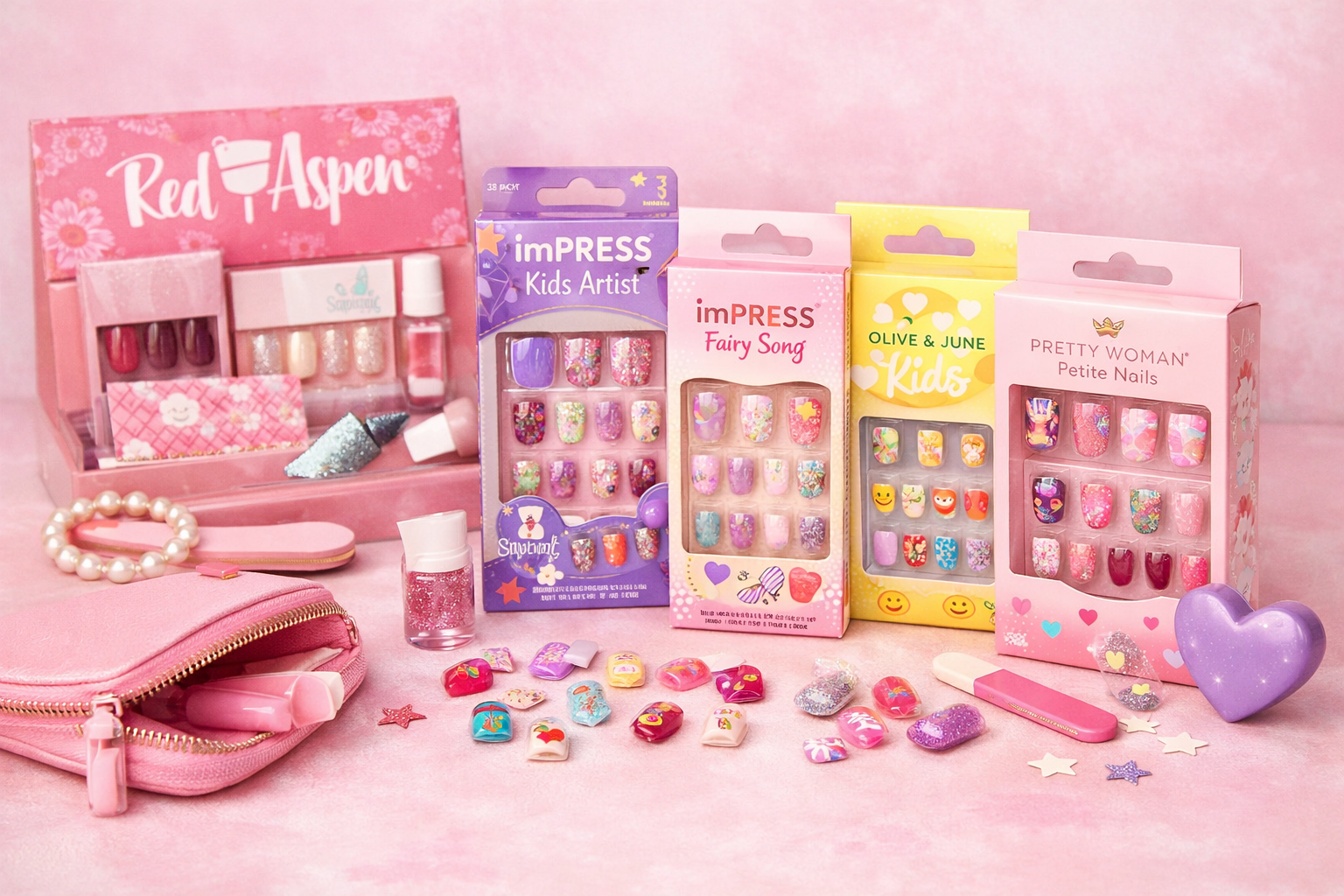 Kids nail kits paired with Red Aspen sale