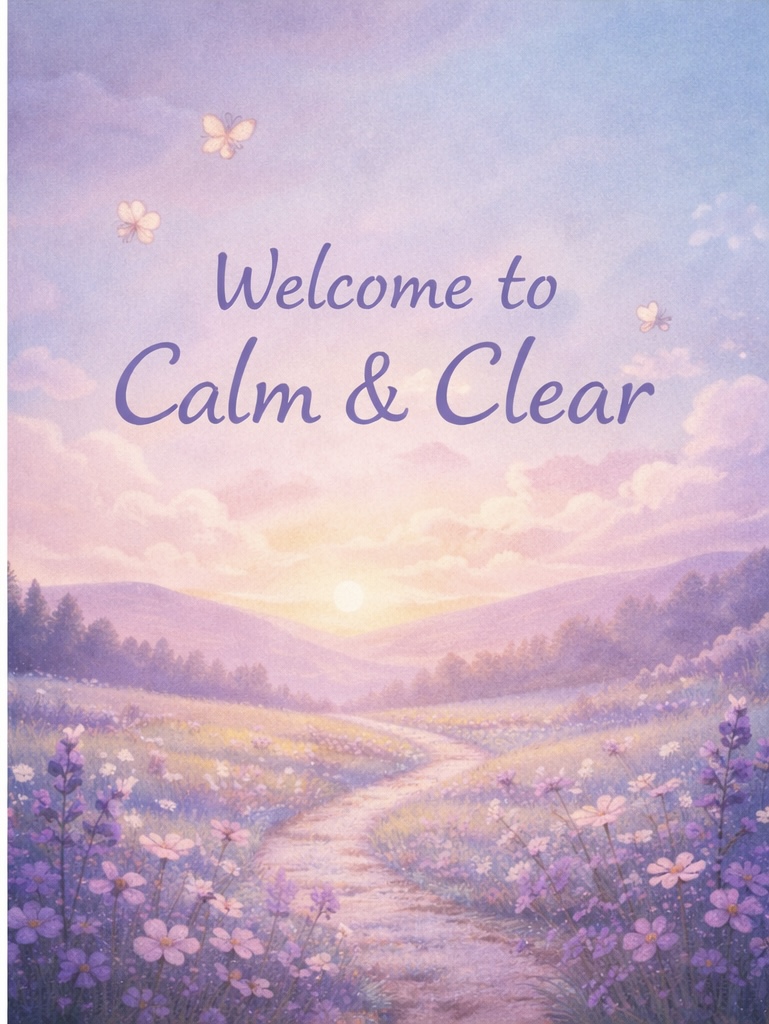 Soft pastel welcome image for Calm and Clear