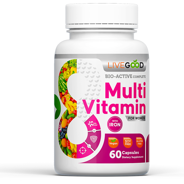 LiveGood Bio-Active Complete Multivitamin for Women with Iron