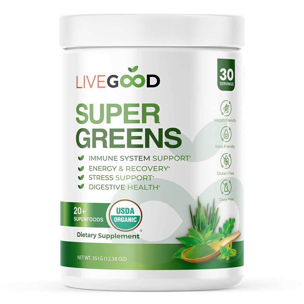 LiveGood Organic Super Greens powder supplement
